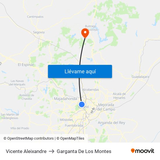 Vicente Aleixandre to Garganta De Los Montes map