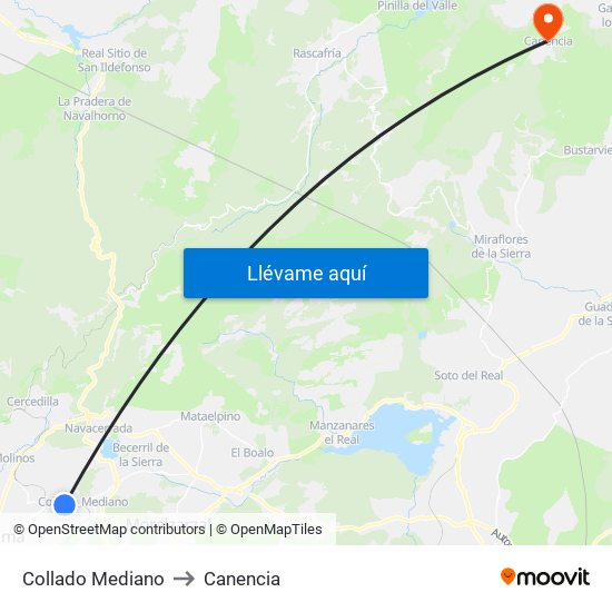 Collado Mediano to Canencia map