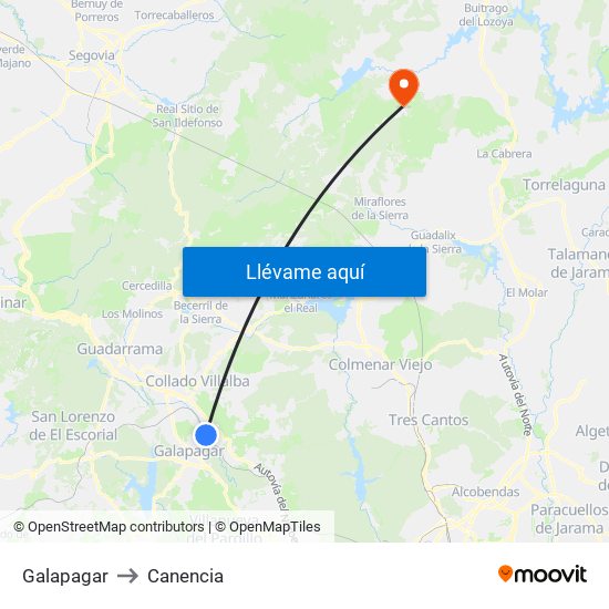 Galapagar to Canencia map