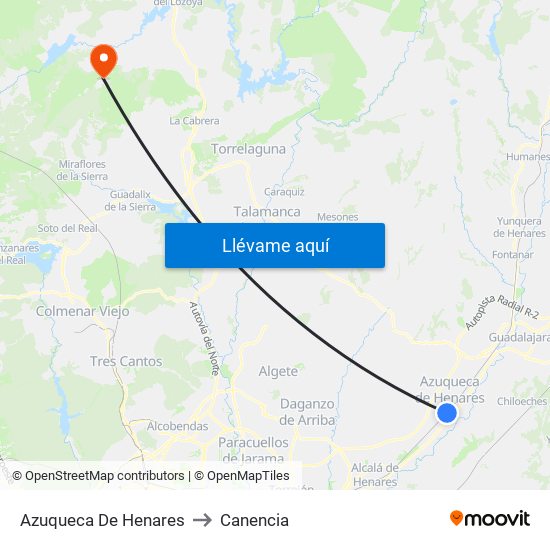 Azuqueca De Henares to Canencia map