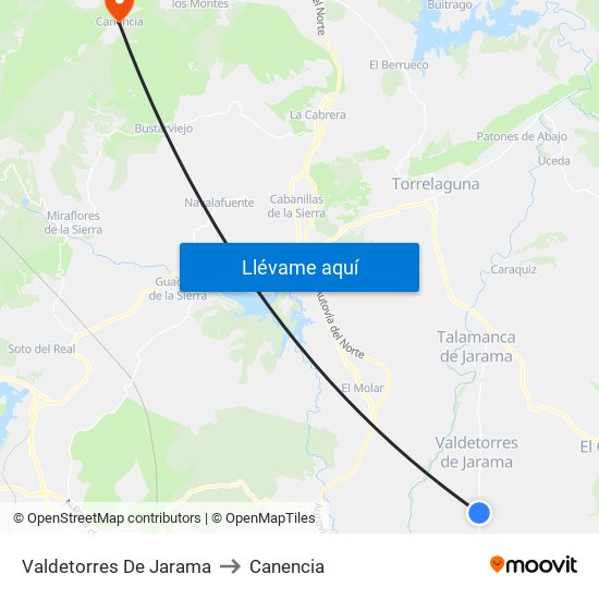 Valdetorres De Jarama to Canencia map