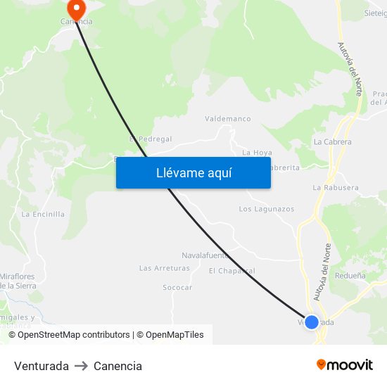Venturada to Canencia map