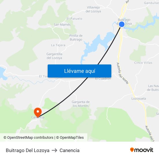 Buitrago Del Lozoya to Canencia map