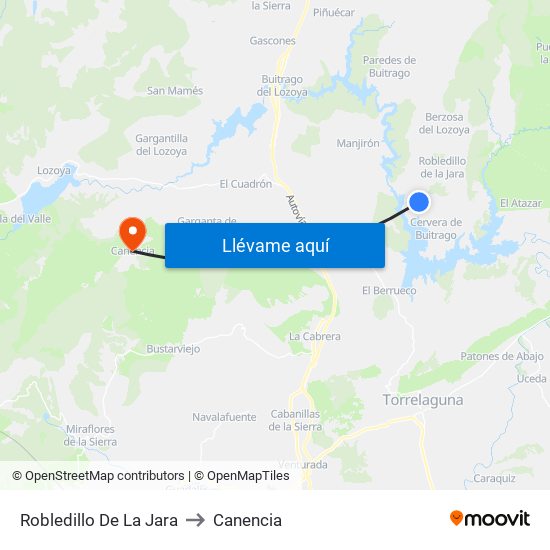 Robledillo De La Jara to Canencia map