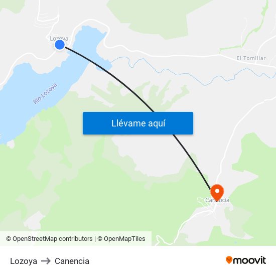 Lozoya to Canencia map
