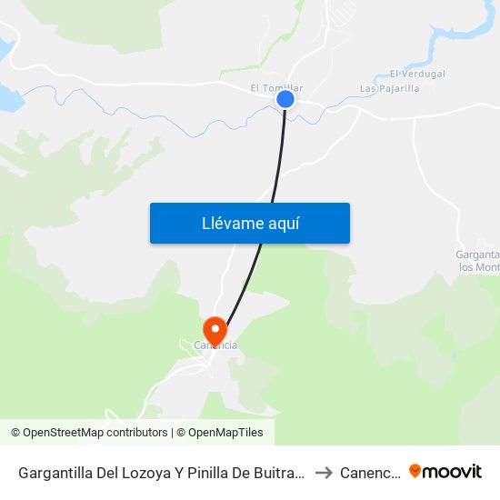 Gargantilla Del Lozoya Y Pinilla De Buitrago to Canencia map