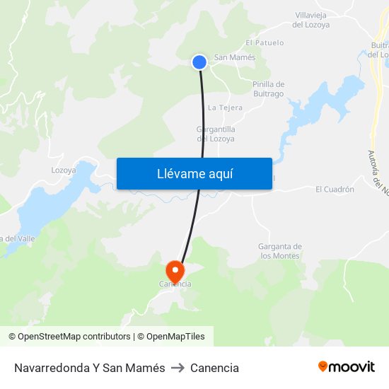 Navarredonda Y San Mamés to Canencia map