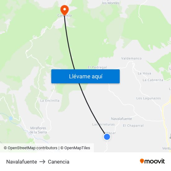 Navalafuente to Canencia map