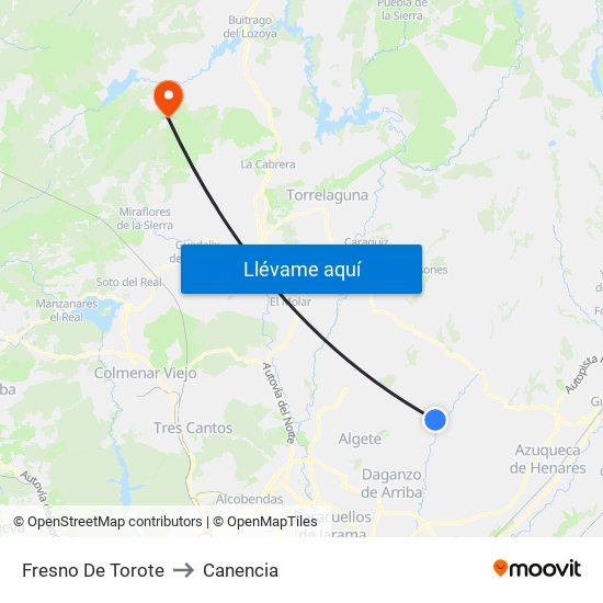 Fresno De Torote to Canencia map