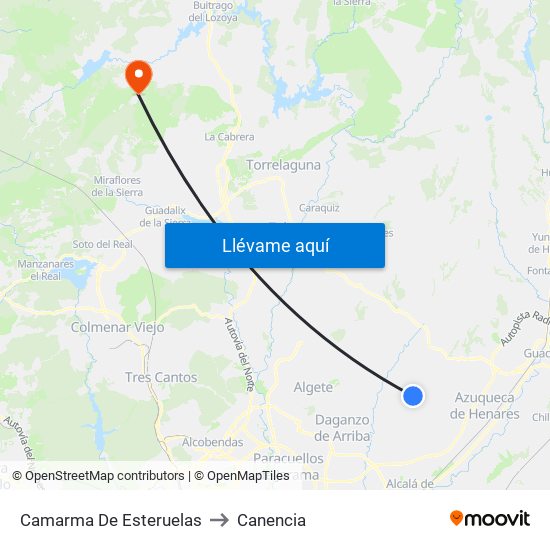 Camarma De Esteruelas to Canencia map