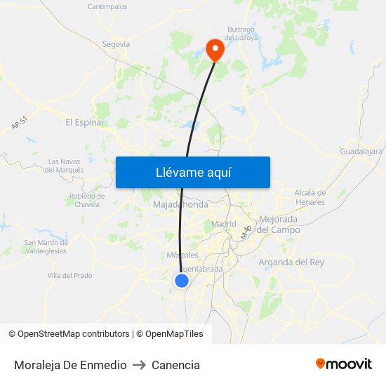 Moraleja De Enmedio to Canencia map