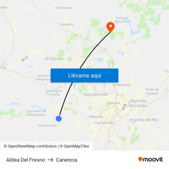Aldea Del Fresno to Canencia map
