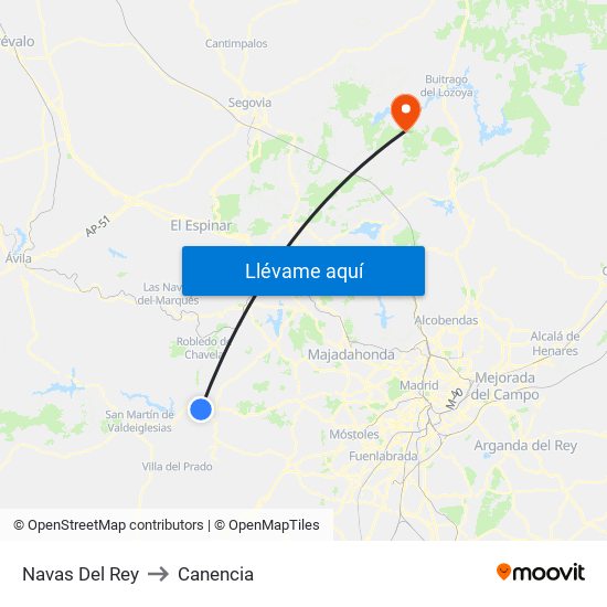 Navas Del Rey to Canencia map