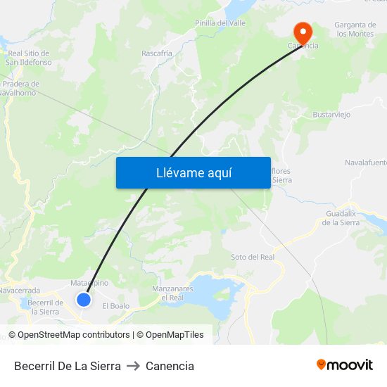 Becerril De La Sierra to Canencia map