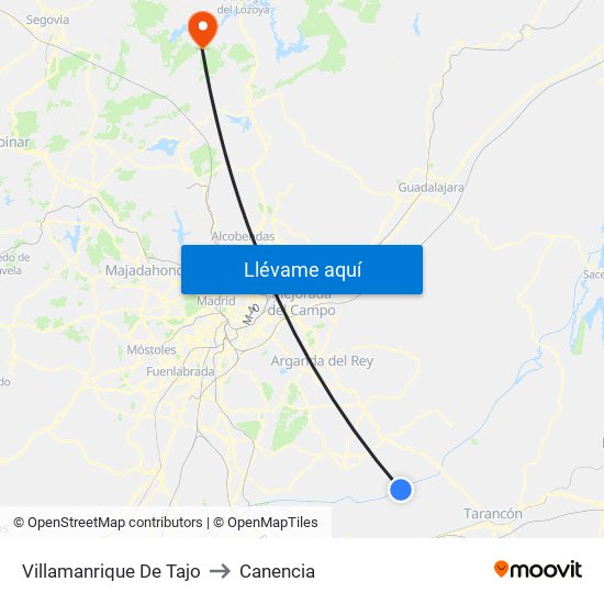 Villamanrique De Tajo to Canencia map