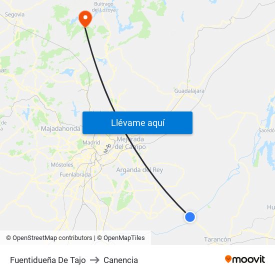 Fuentidueña De Tajo to Canencia map