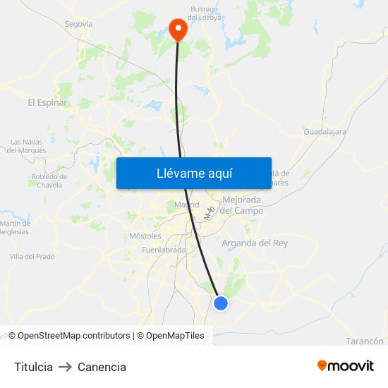 Titulcia to Canencia map