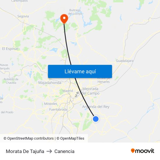 Morata De Tajuña to Canencia map