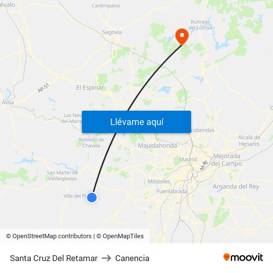 Santa Cruz Del Retamar to Canencia map
