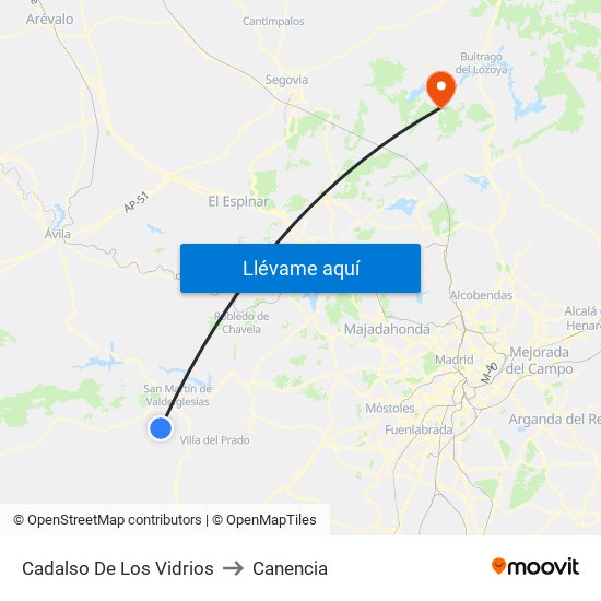 Cadalso De Los Vidrios to Canencia map