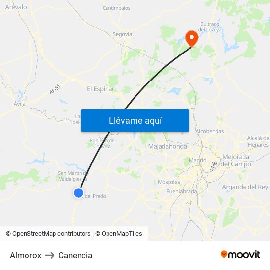 Almorox to Canencia map