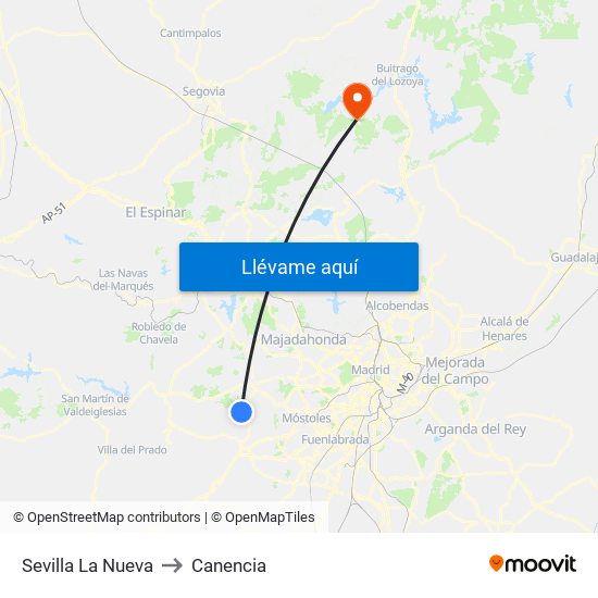 Sevilla La Nueva to Canencia map