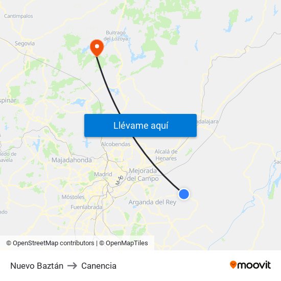 Nuevo Baztán to Canencia map