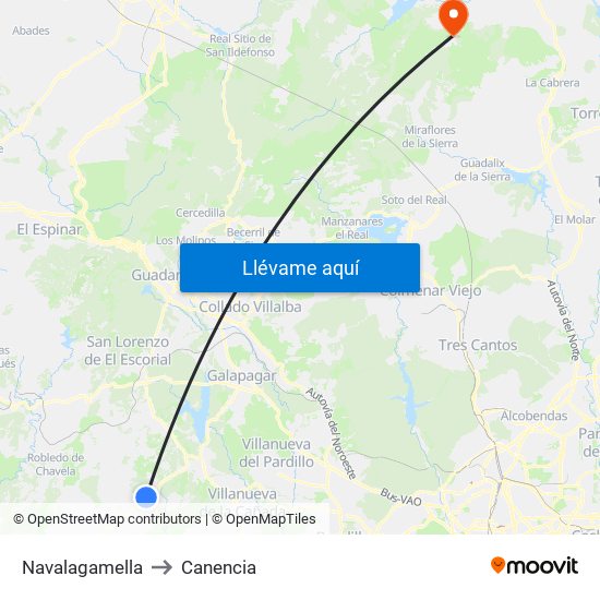 Navalagamella to Canencia map