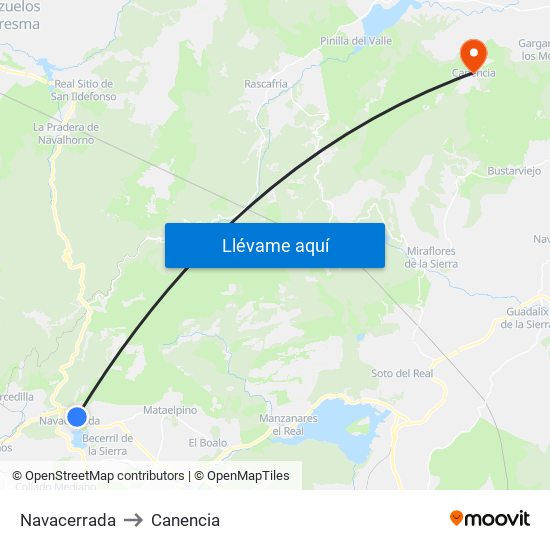 Navacerrada to Canencia map