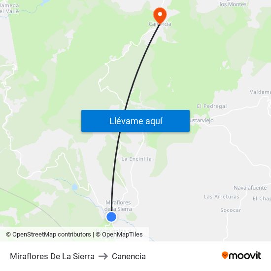 Miraflores De La Sierra to Canencia map