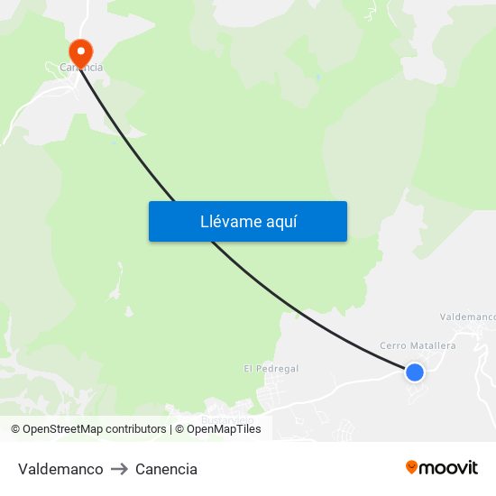 Valdemanco to Canencia map