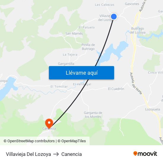 Villavieja Del Lozoya to Canencia map
