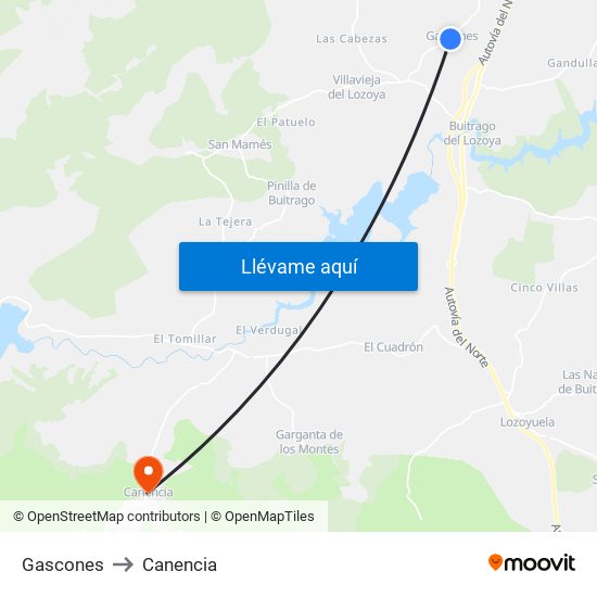 Gascones to Canencia map