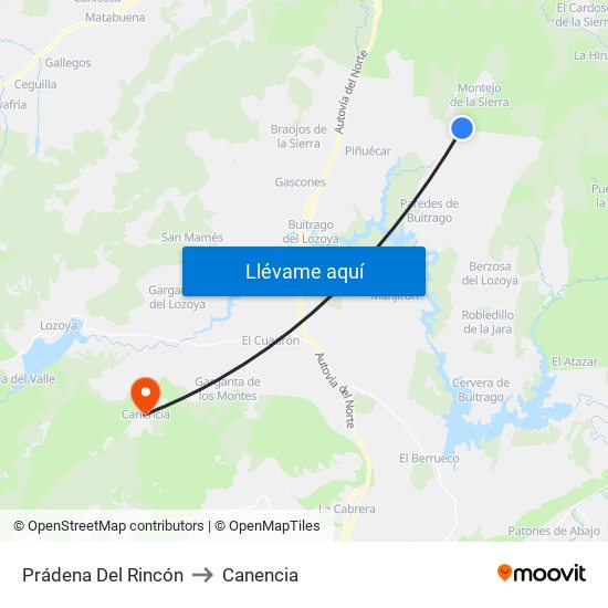 Prádena Del Rincón to Canencia map