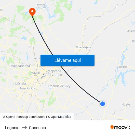 Leganiel to Canencia map