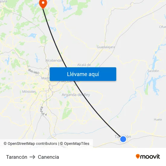 Tarancón to Canencia map