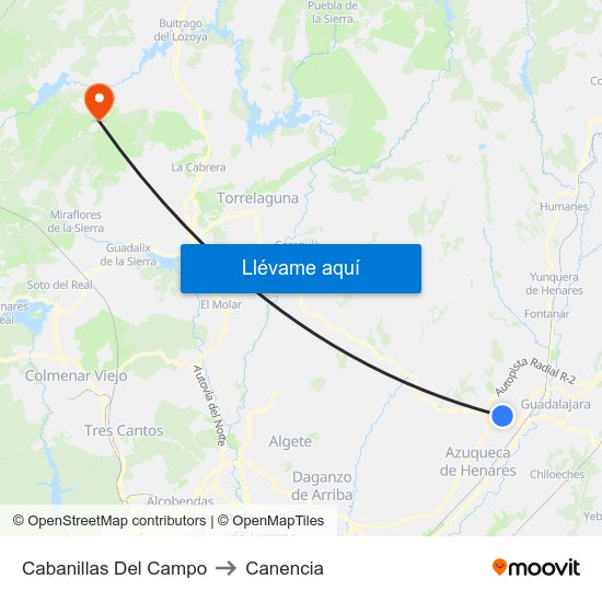 Cabanillas Del Campo to Canencia map