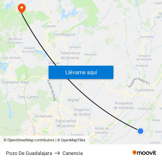 Pozo De Guadalajara to Canencia map