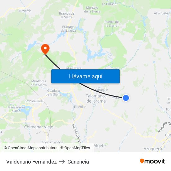 Valdenuño Fernández to Canencia map
