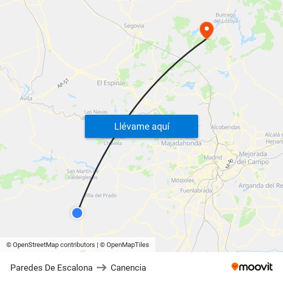 Paredes De Escalona to Canencia map