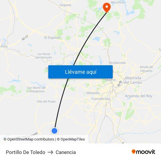 Portillo De Toledo to Canencia map