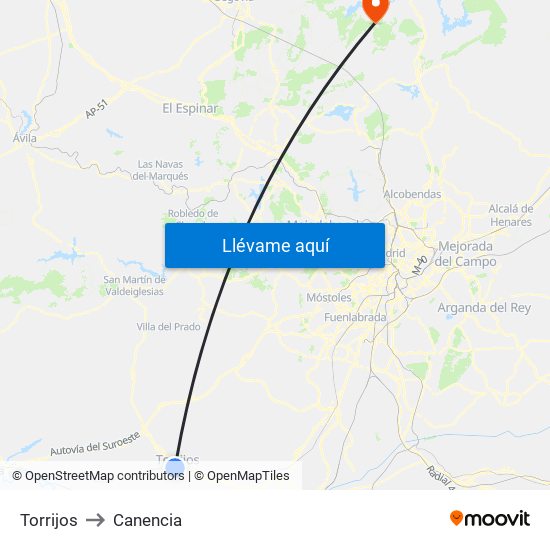 Torrijos to Canencia map