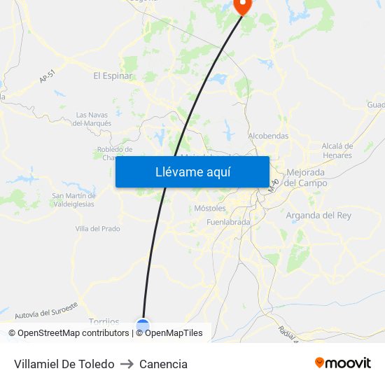 Villamiel De Toledo to Canencia map