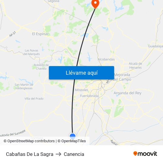 Cabañas De La Sagra to Canencia map