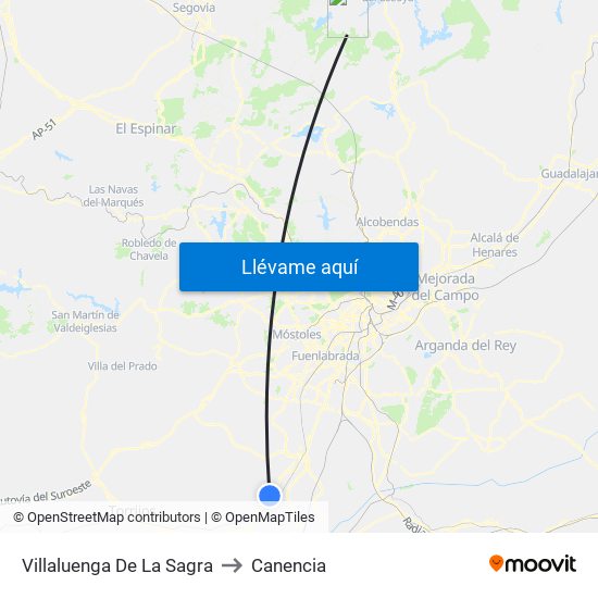 Villaluenga De La Sagra to Canencia map