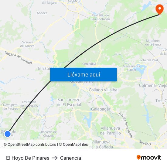 El Hoyo De Pinares to Canencia map
