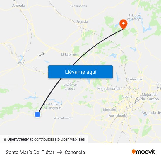 Santa María Del Tiétar to Canencia map