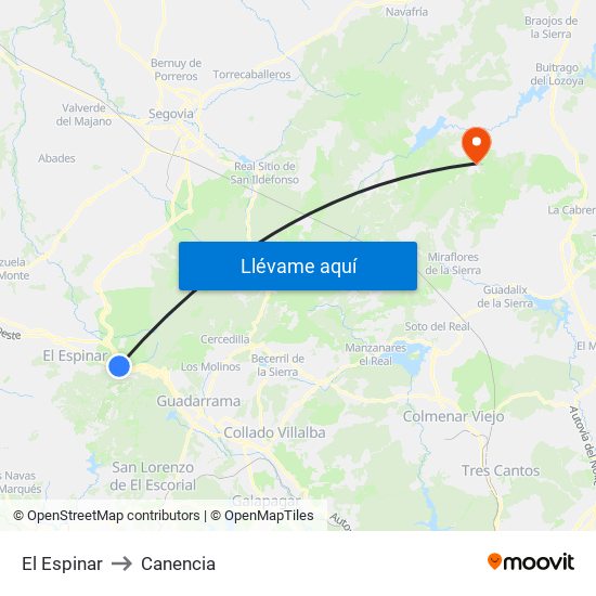 El Espinar to Canencia map