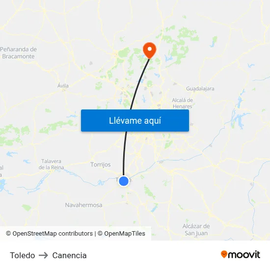 Toledo to Canencia map