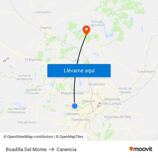 Boadilla Del Monte to Canencia map